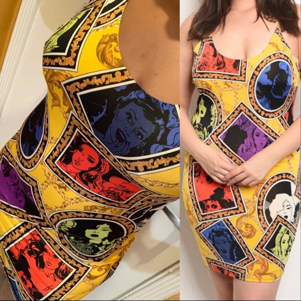 Yellow Print Plus Size Dress